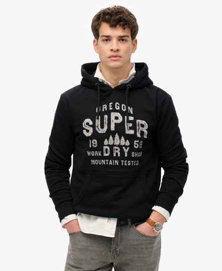 Superdry Mannen Work Shop Hoodie Zwart