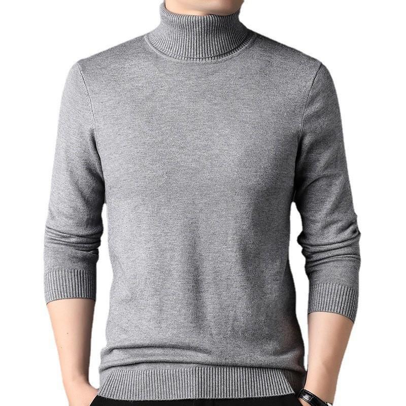 DOKI Winter Heren Trui Hoge Hals Sweatwear Heren Gebreide Dikke Elastische Turtleneck Trui Slim Fit Lange Mouw Trui Effen Kleur Trend Herenkleding XXXXL zwart