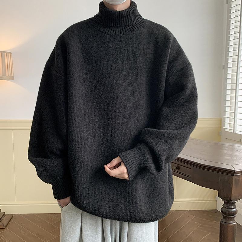 Big Thumb 2024 Herfst Winter Heren Turtleneck Truien Heren Oversized Warme Truien Dames Gebreide Truien Vintage Truien Herenkleding 2XL wit