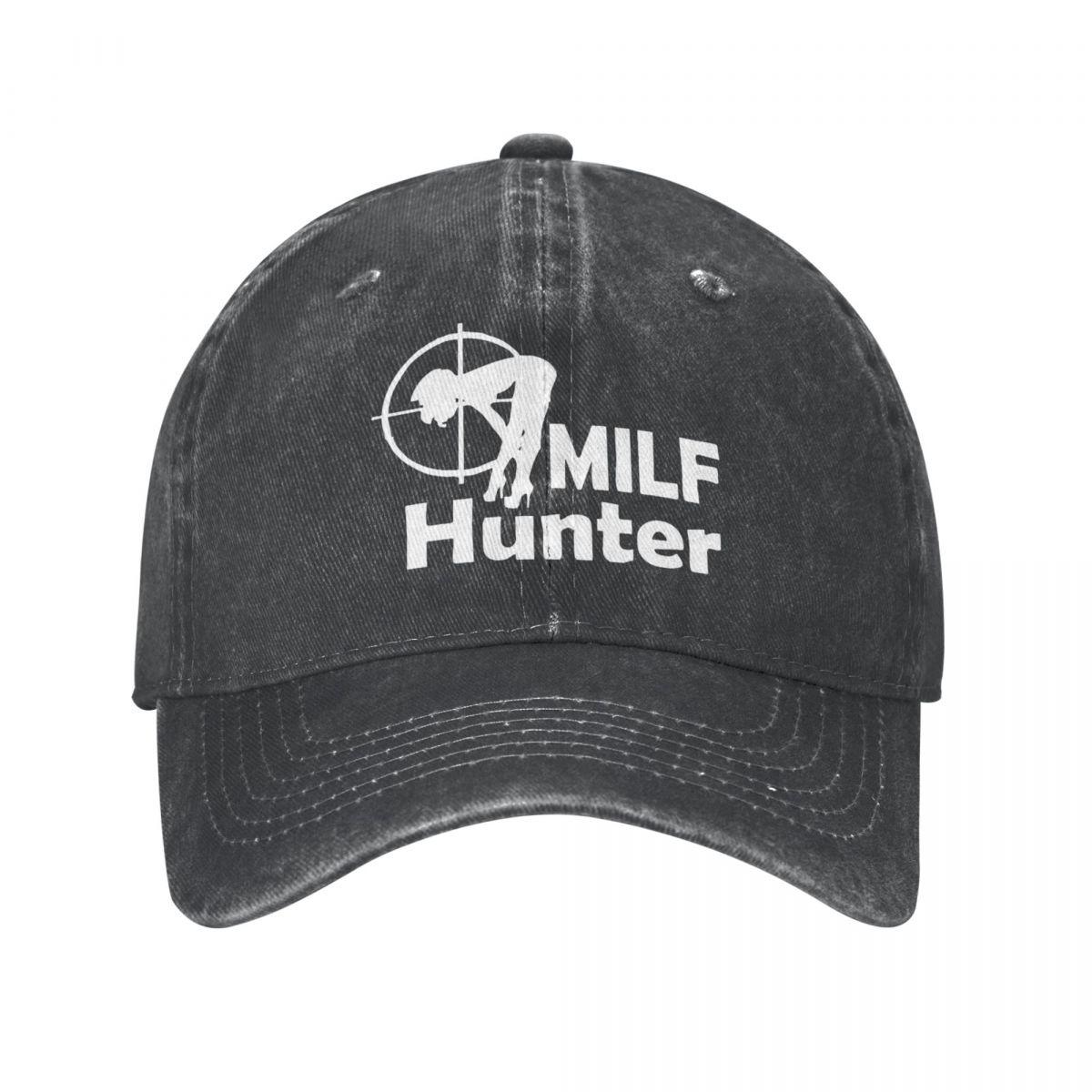 91421224MABLK3A4XG Milf Hunter Mannen Vrouwen Baseball Caps Versleten Katoenen Hoeden Cap Klassieke Buitenactiviteiten Verstelbare Pasvorm Zonnekap One Size