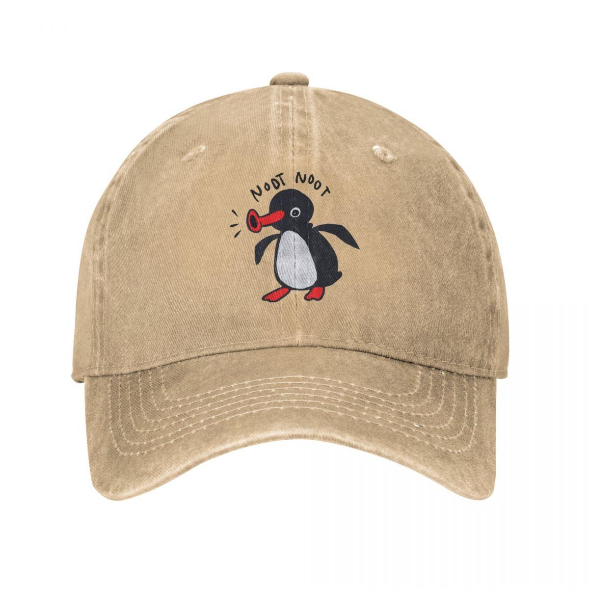 91421224MABLK3A4XG Noot Noot Pingu Retro Grappige Baseball Cap Vintage Versleten Denim Snapback Hoed Mannen Vrouwen Buiten Zomer Verstelbare Pasvorm Petten Hoed One Size