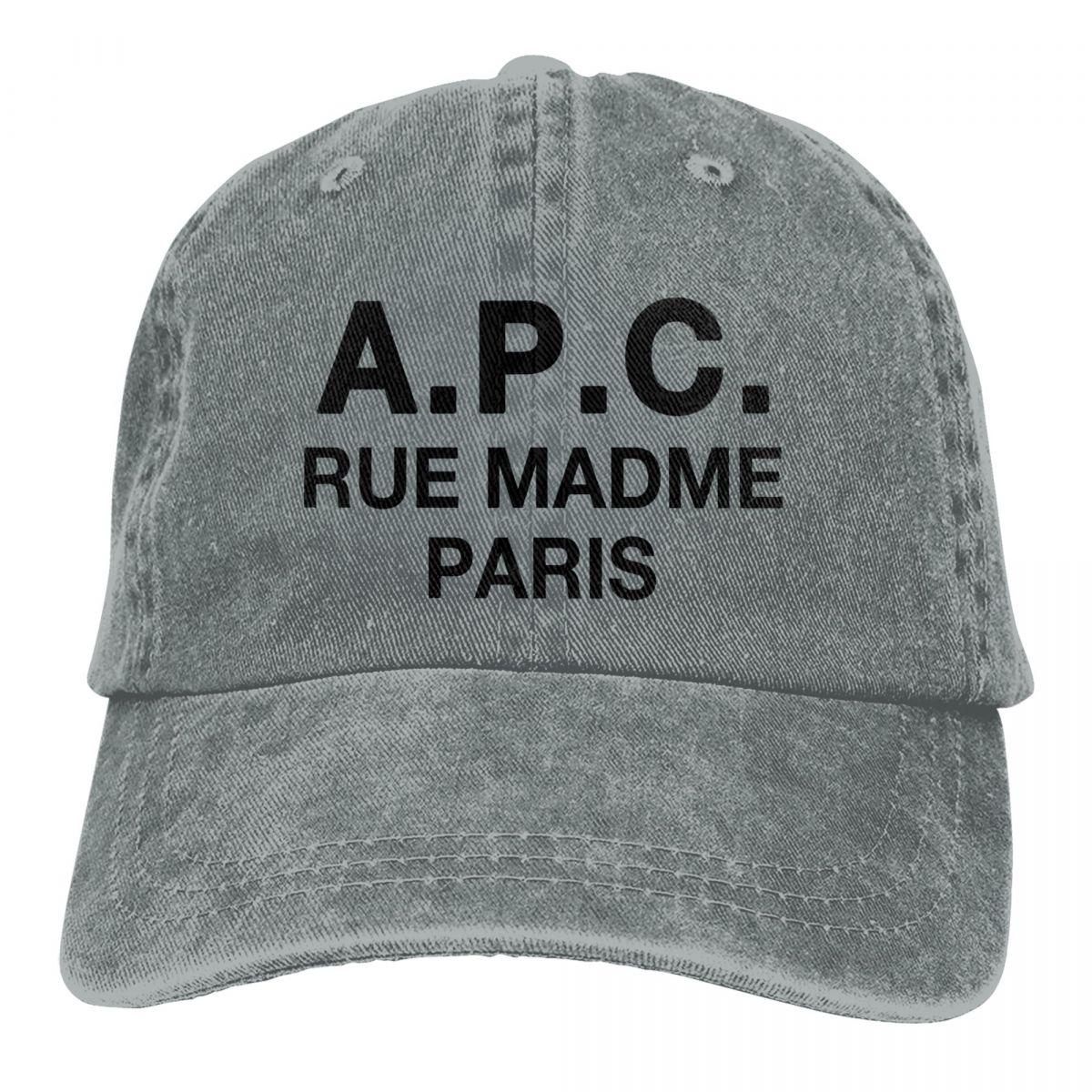 91440605MAC58Q307J APC Brand Letter Printed Baseball Cap Outfit Retro Distressed Denim Washed Snapback Cap voor Unisex Vrouwen All Seasons Travel Hats One Size