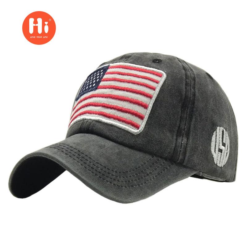 Hi Cap Hoed Gewassen Oud Alfabet Baseball Cap Veelzijdig Trendy Mannen Vrouwen Amerikaanse Vlag Puur Katoen Hoed rood