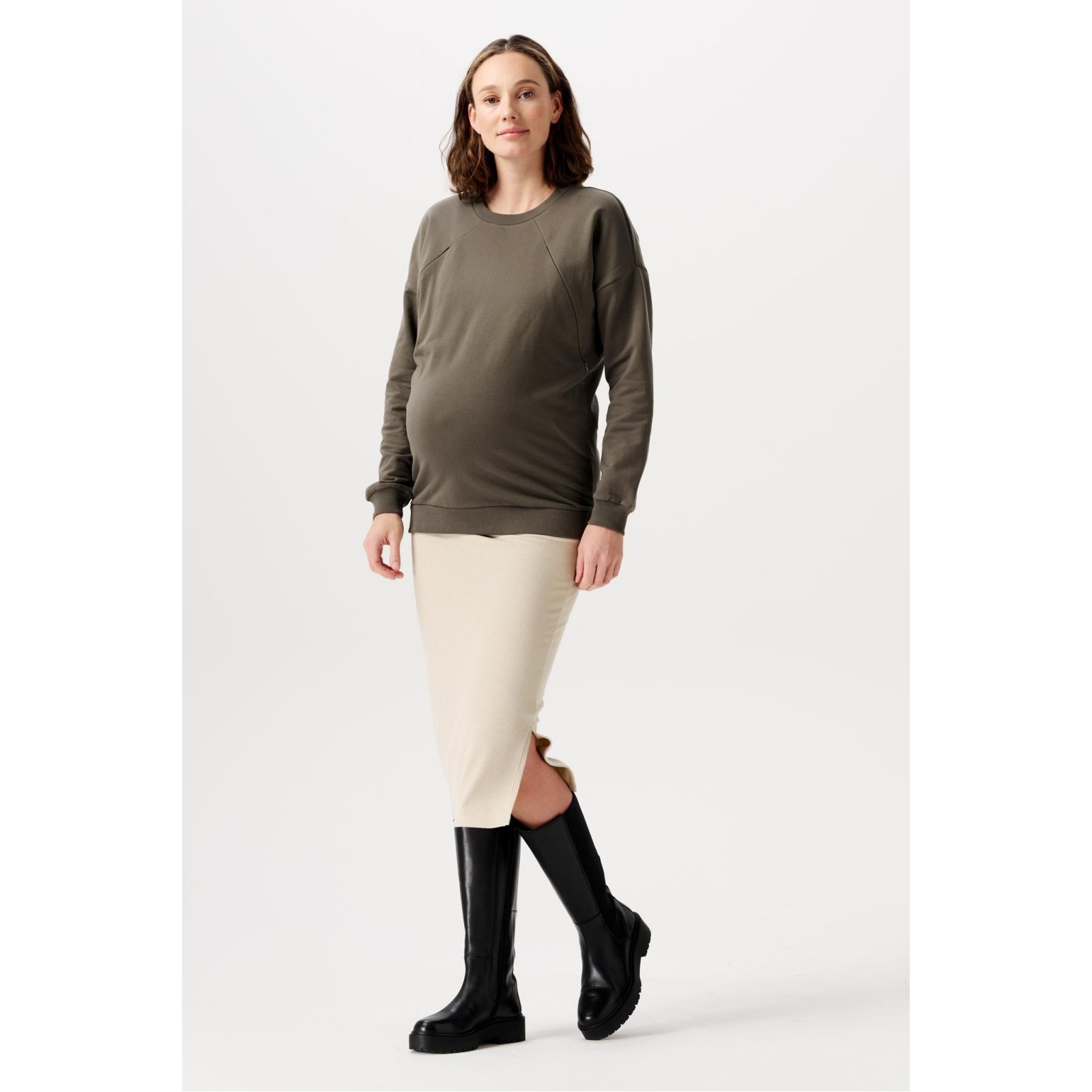 noppies Zwangerschapsjurk Vija Rib Light Sand