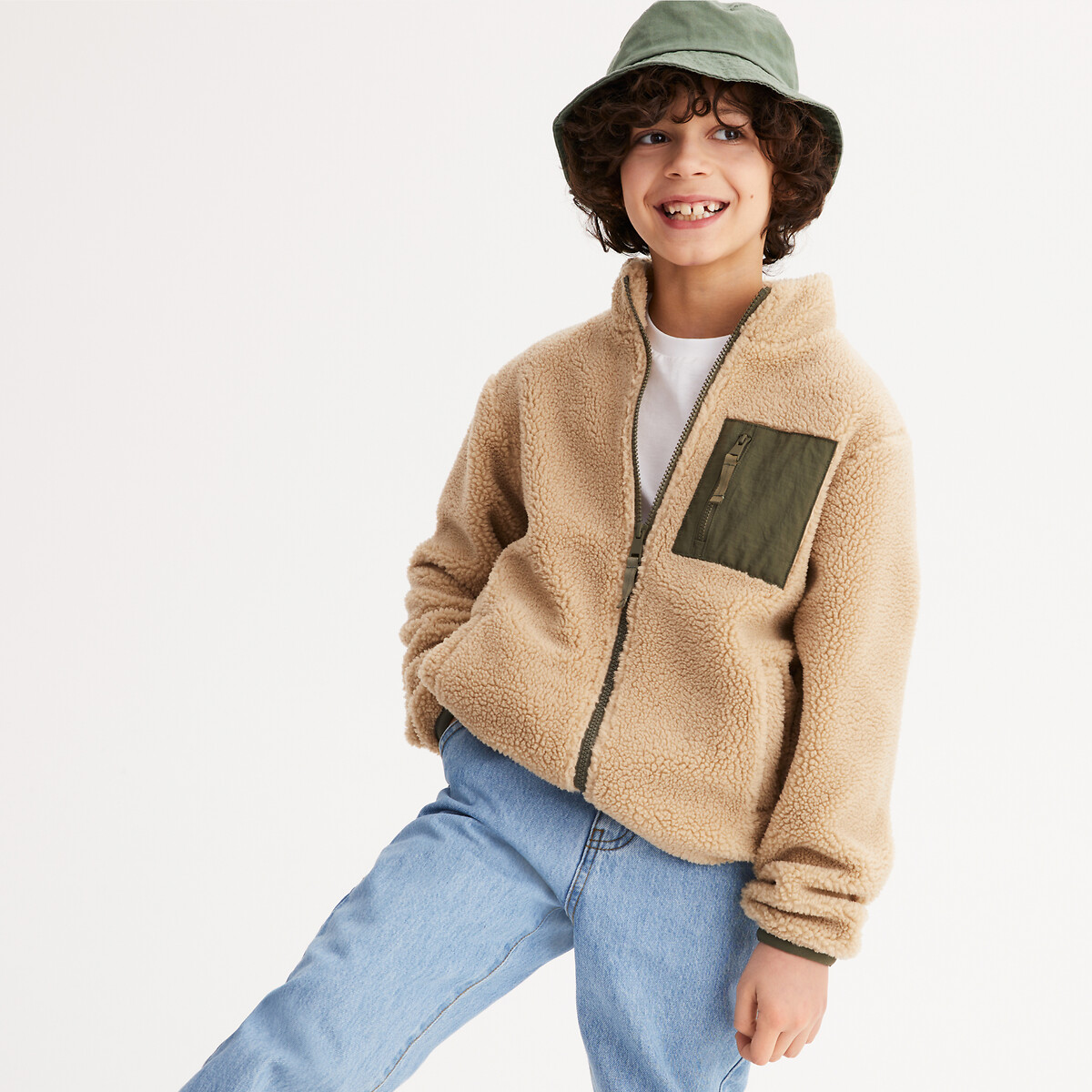 LA REDOUTE COLLECTIONS Sweater met ritssluiting en opstaande kraag, in sherpa