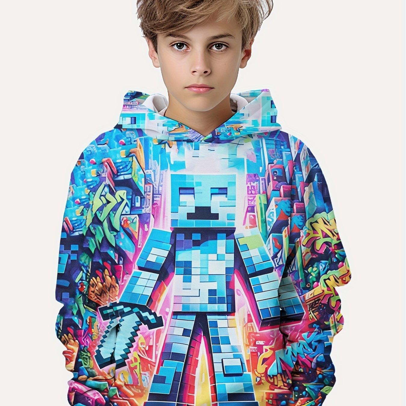 ETST 005 Cartoon Blocks 3D Print Jongens Casual Lange Mouw Hoodies Jongens Sweatshirt Voor Lente Herfst Jongens Hoodie Tops Buiten 100