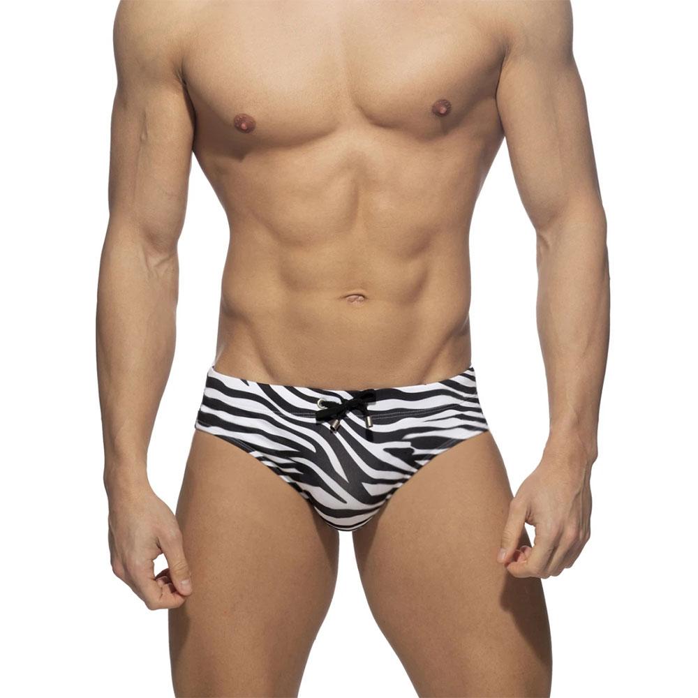 UXH Fashion Heren zwemslip Zwart Zebra Lage taille Strakke pasvorm Sexy badmode Strandkleding Zonnen Surfen M zwart