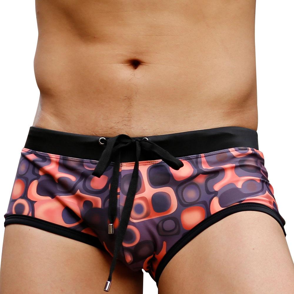 UXH Fashion Heren zwemslip bruin raster lage taille strakke pasvorm sexy badmode strandkleding bruinen surfen M bruin