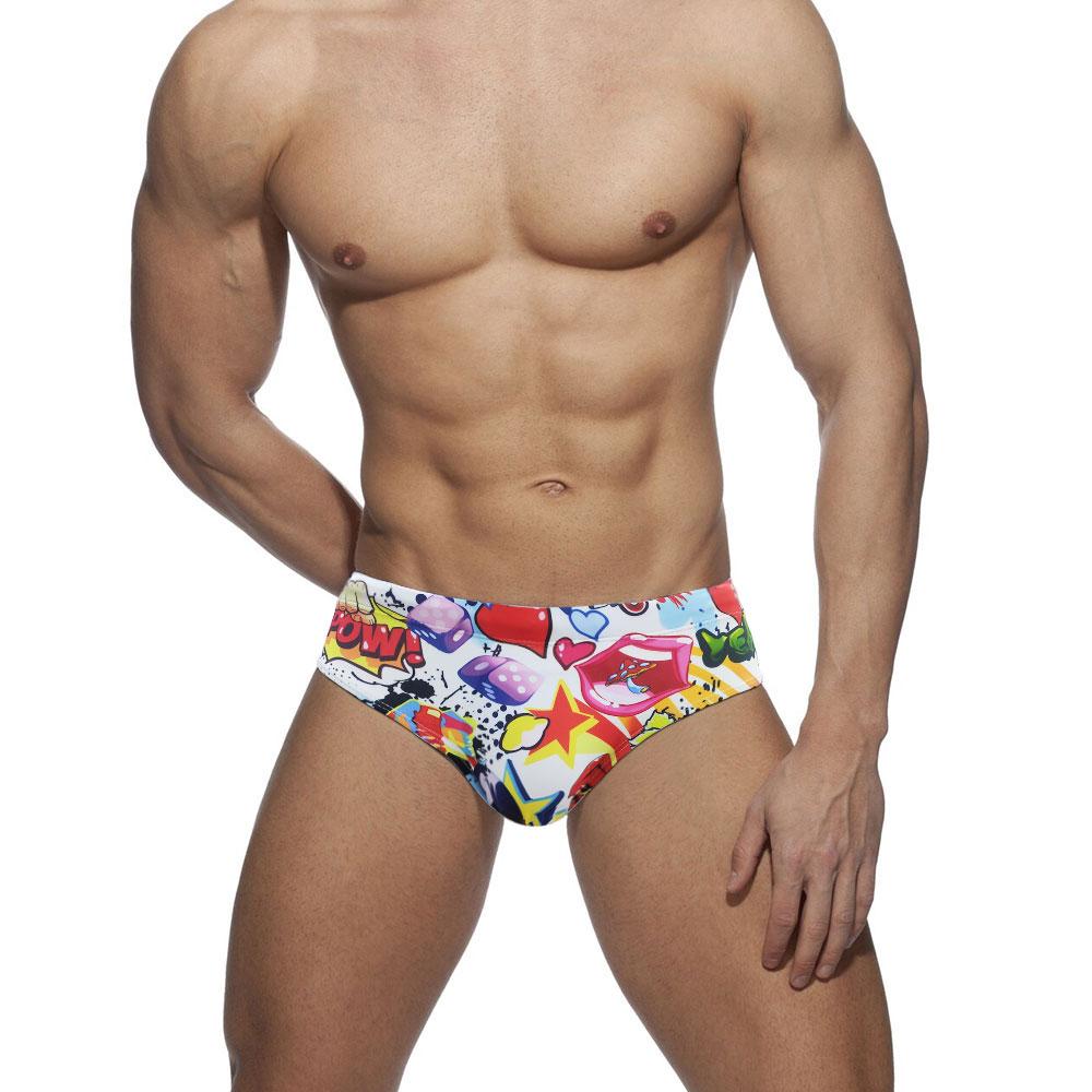 UXH Fashion Herenmode Pride Day-zwemslip Lage taille Grote maat Zomerstrandkleding Asian Size M wit