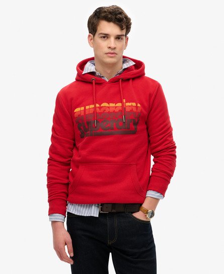 Superdry Mannen Stacked Hoodie Rood