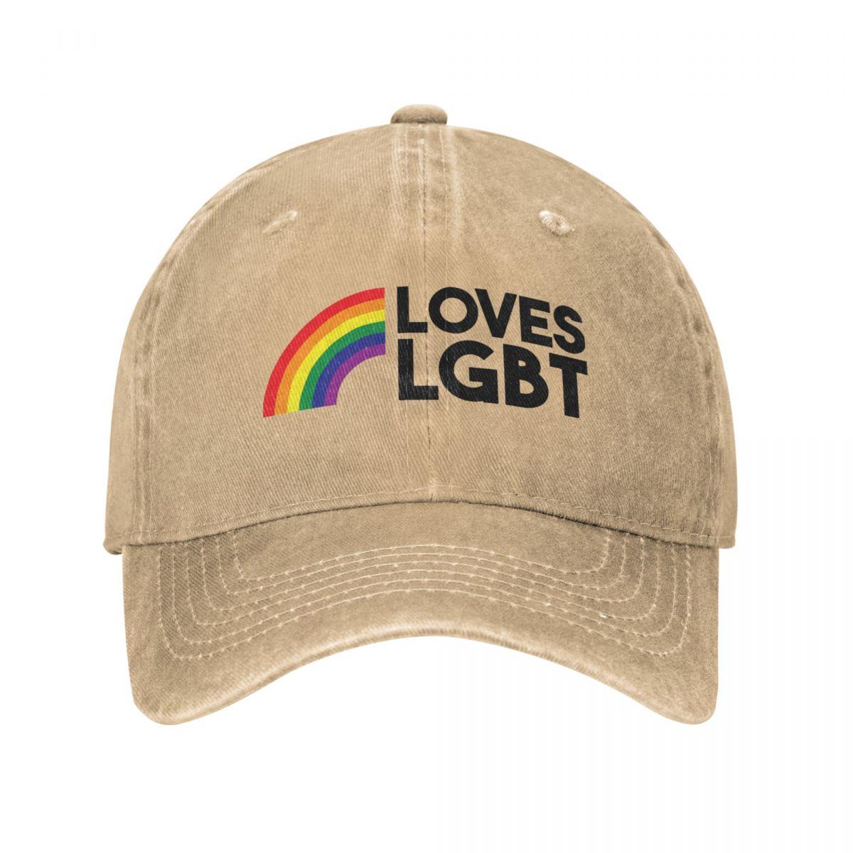91421224MABLK3A4XG LOVES LGBT Baseball Cap Vintage Distressed Denim Pride Gay Rainbow Harajuku Snapback Hat Workouts Ongestructureerde Zachte Hoeden Cap One Size