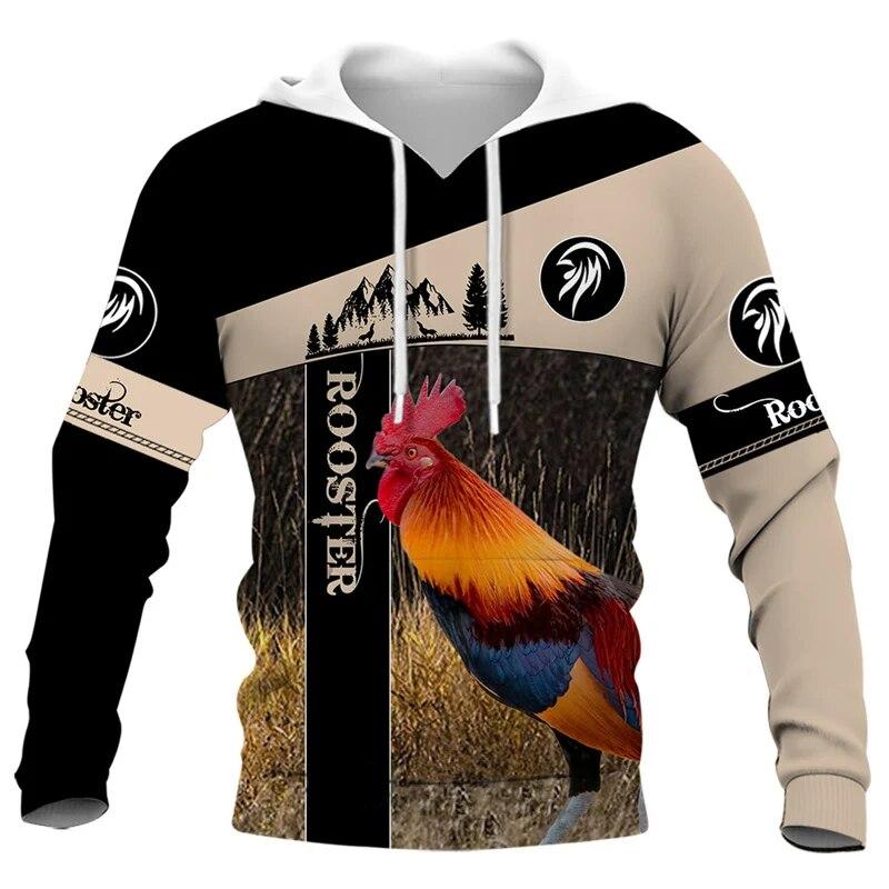 ETST 07 Grappige dierenhaan patroon heren hooded sweatshirt haan print harajuku casual hoodie oversized herenkleding dagelijkse streetwear 3XL