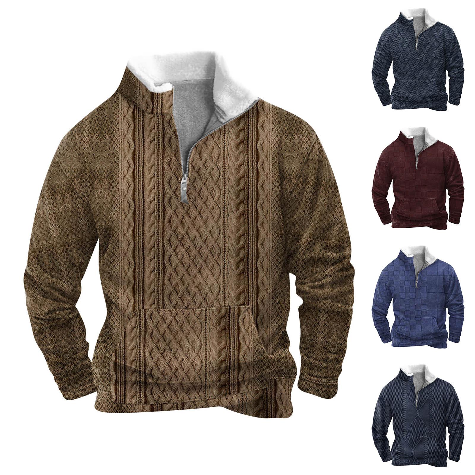 YiGeiWoLiGiaoGiao Lente en herfst herensweatshirt met staande kraag is outdoor casual truien tops XXXXL blauw