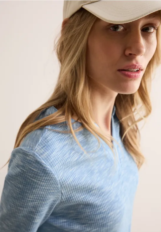cecil Shirt met geribbelde structuur