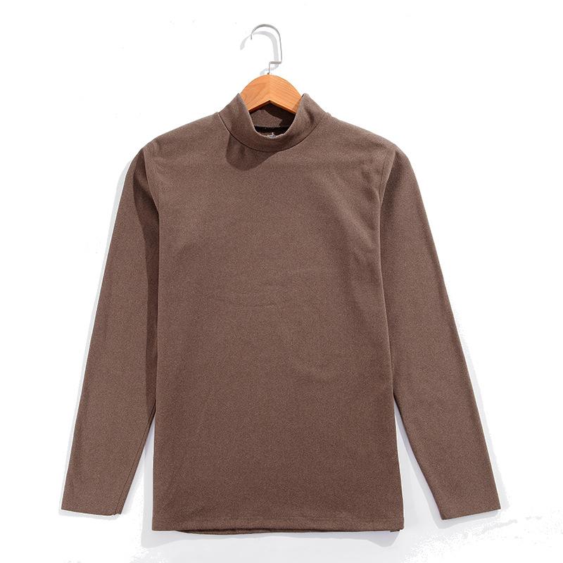 VVGUOWEI Mannelijke herfst en winter effen kleur T-shirt top coltrui met lange mouwen top comfortabele esthetische herenkleding 3XL