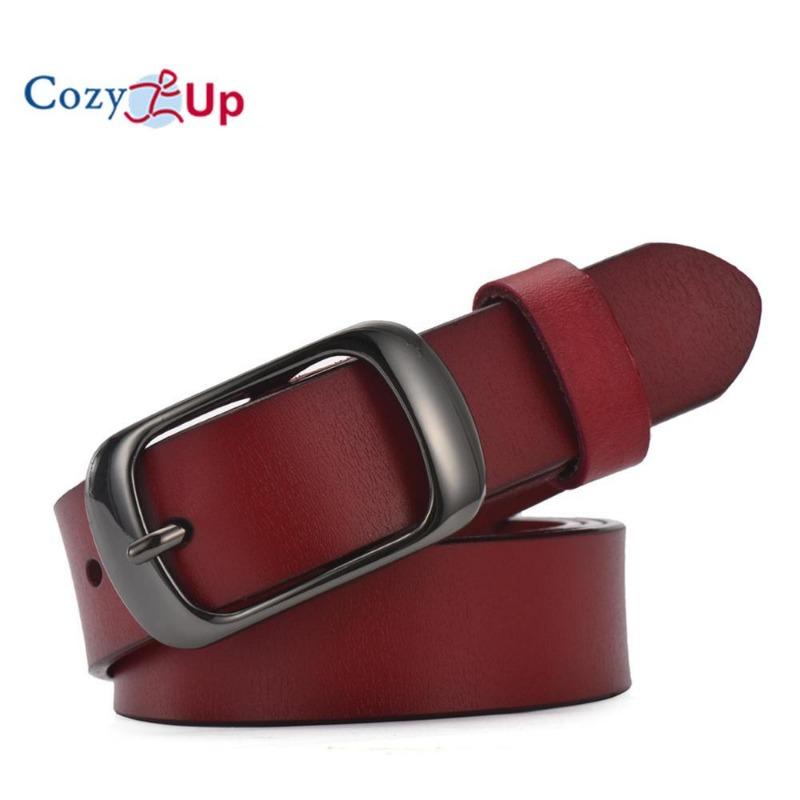 Cozy Up Accessories Damesriem Casual All-match Damesslip Echt leren riem Damesriem Pure kleur riemen Topkwaliteit jeansriem WH001 105CM koffie