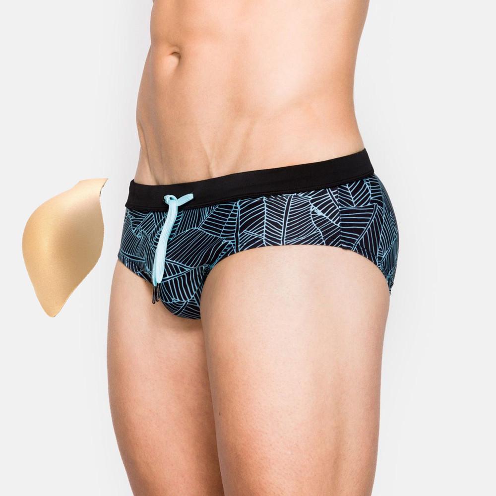 Push Up Heren Zwemslips Gay Sexy Zwembroek Strandkleding Penis Pad Badpak Hot Badmode M blauw