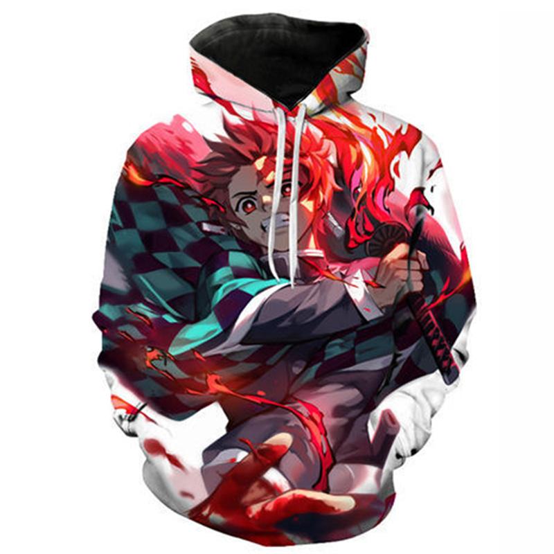 ETST 07 Anime Demon Slayer-serie 3D-geprinte herenlente Nieuwe stijl met capuchon en lange mouwen Mode Casual katoenen trui Kleding L