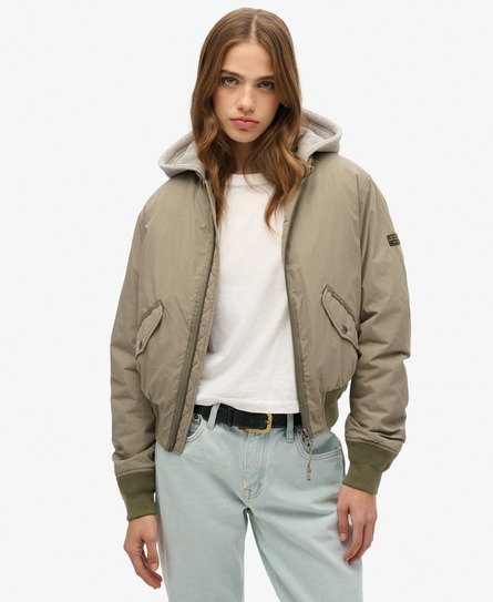 Superdry Vrouwen MA1-bomberjack met Capuchon Khaki