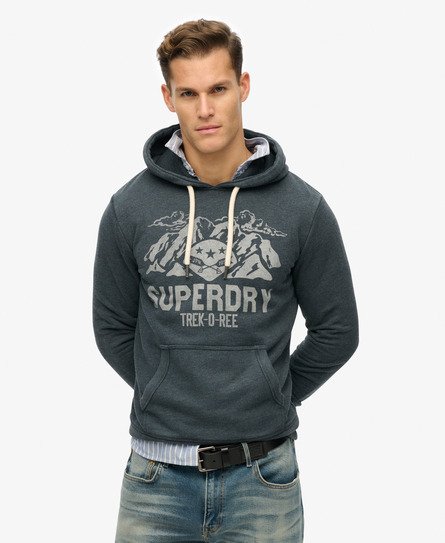 Superdry Mannen Lo-fi Outdoor Mono Relaxed Hoodie Blauw