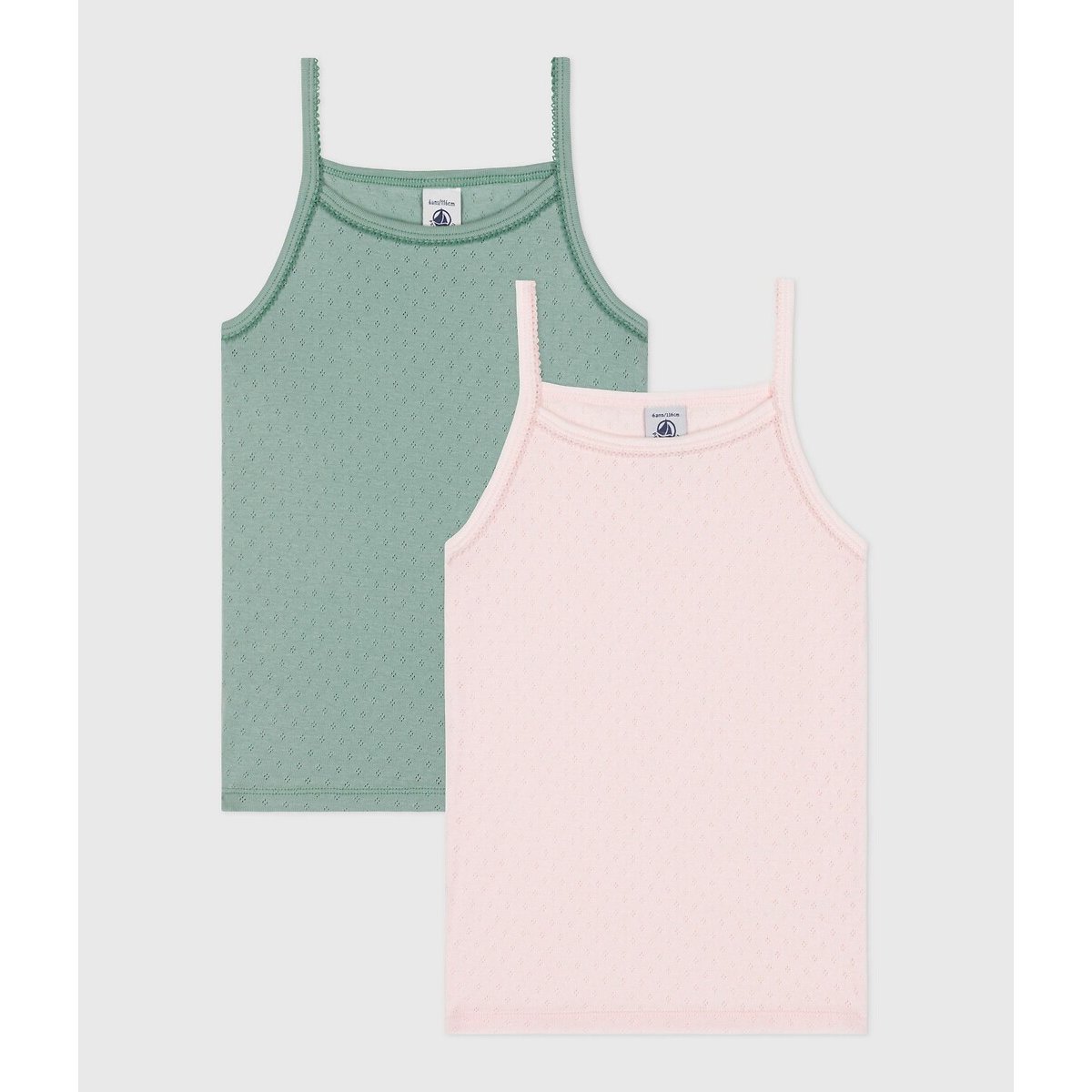 PETIT BATEAU Set van 2 onderhemdjes met dunne schouderbandjes