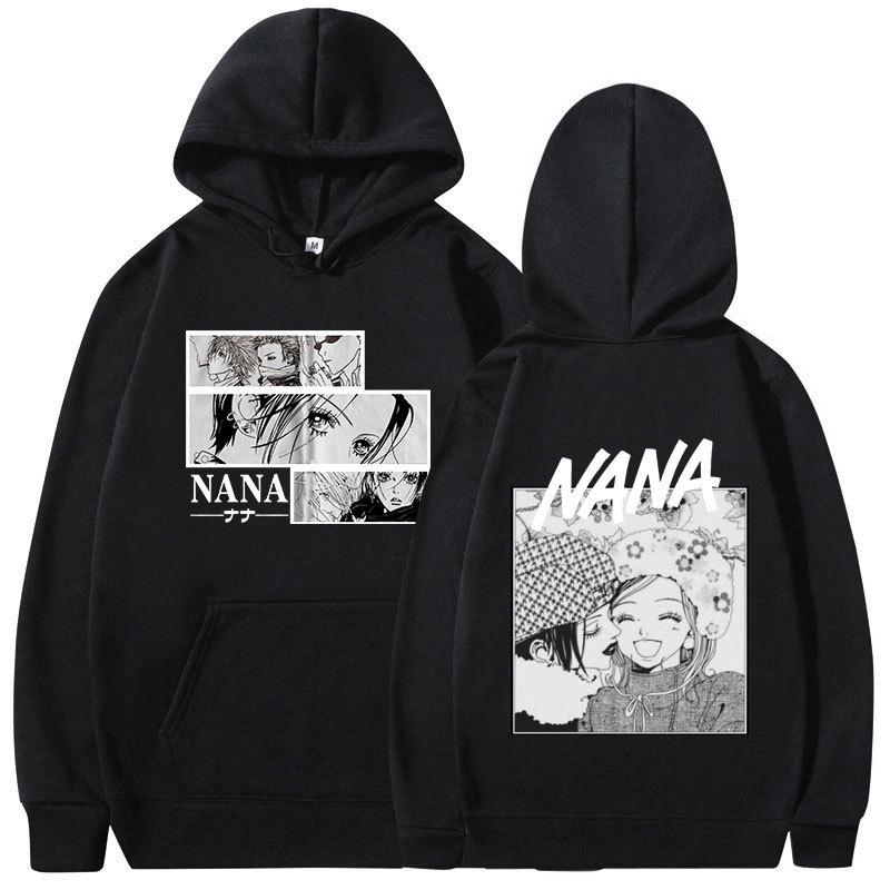 TENJINGE Trendy Anime Nana Osaki Zwarte Stenen Hoodies Herenmode Casual Lange Mouw Truien Harajuku Oversized Sweatshirts Streetwear Y2k S