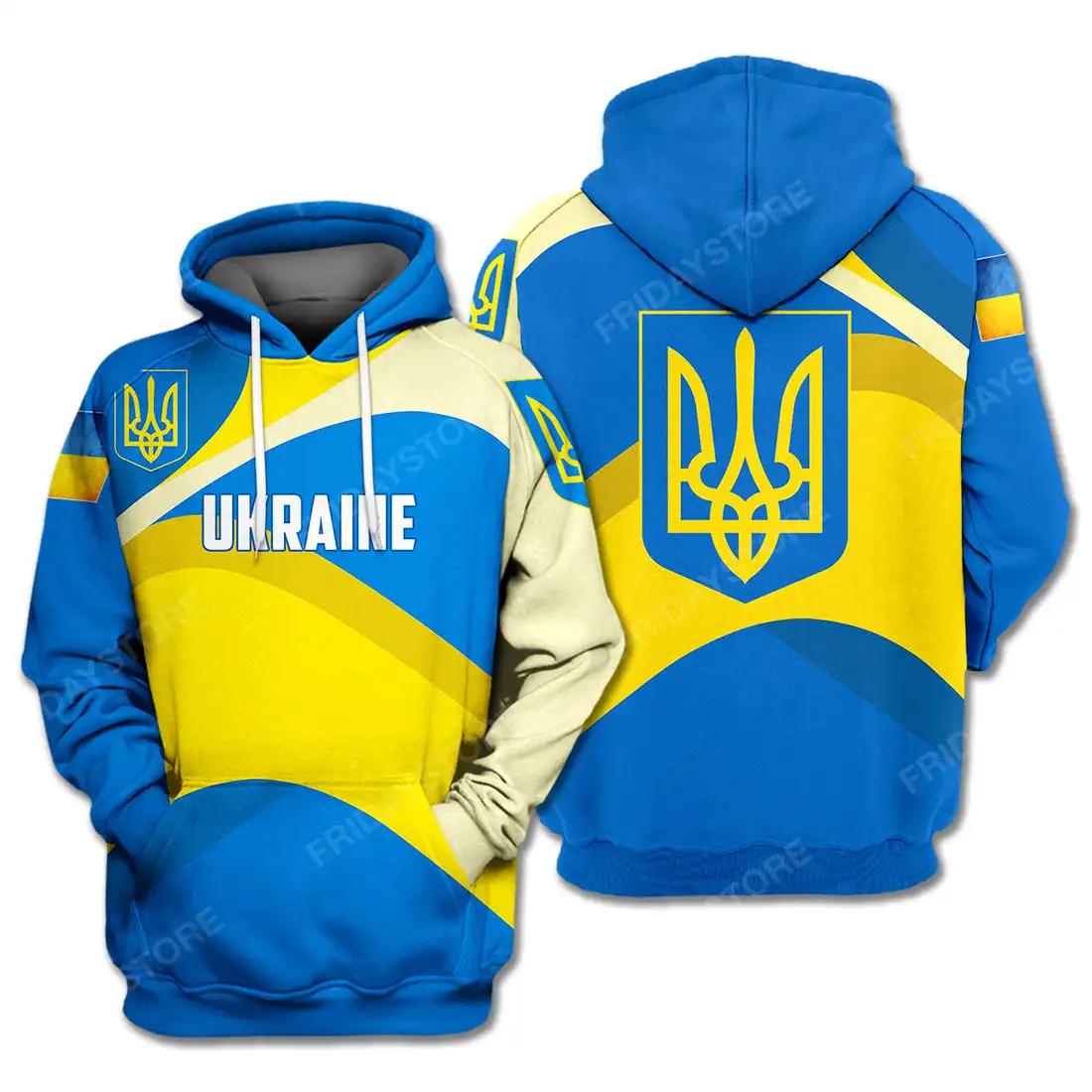 Wendy 3 Oekraïense T-shirt Oekraïense vlag badge blauw geel hoodie Oekraïense rits hoodie herenkleding S