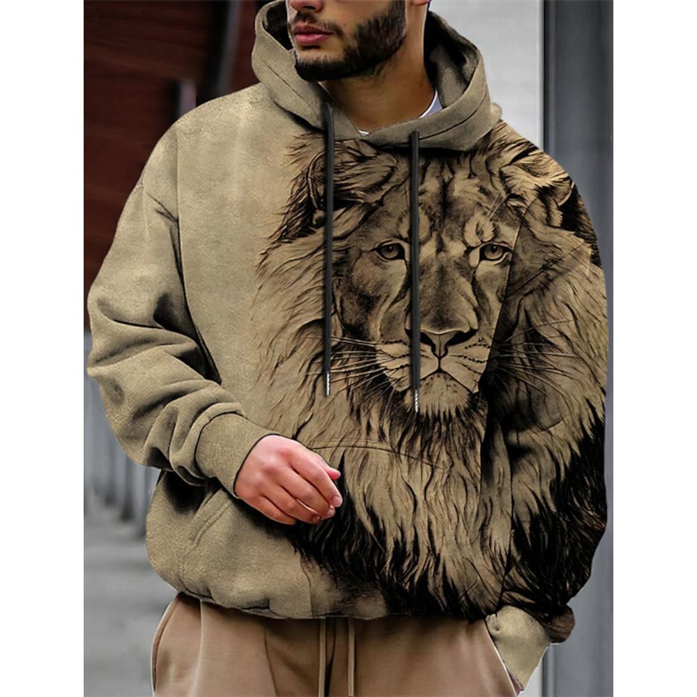 ETST 011 Heren Unisex Hoodie Mode Pullover Hoodie Sweatshirt Hooded Animal Wolf Leeuw Draak Tijger Print Dagelijkse 3D Print Casual Hoodies S