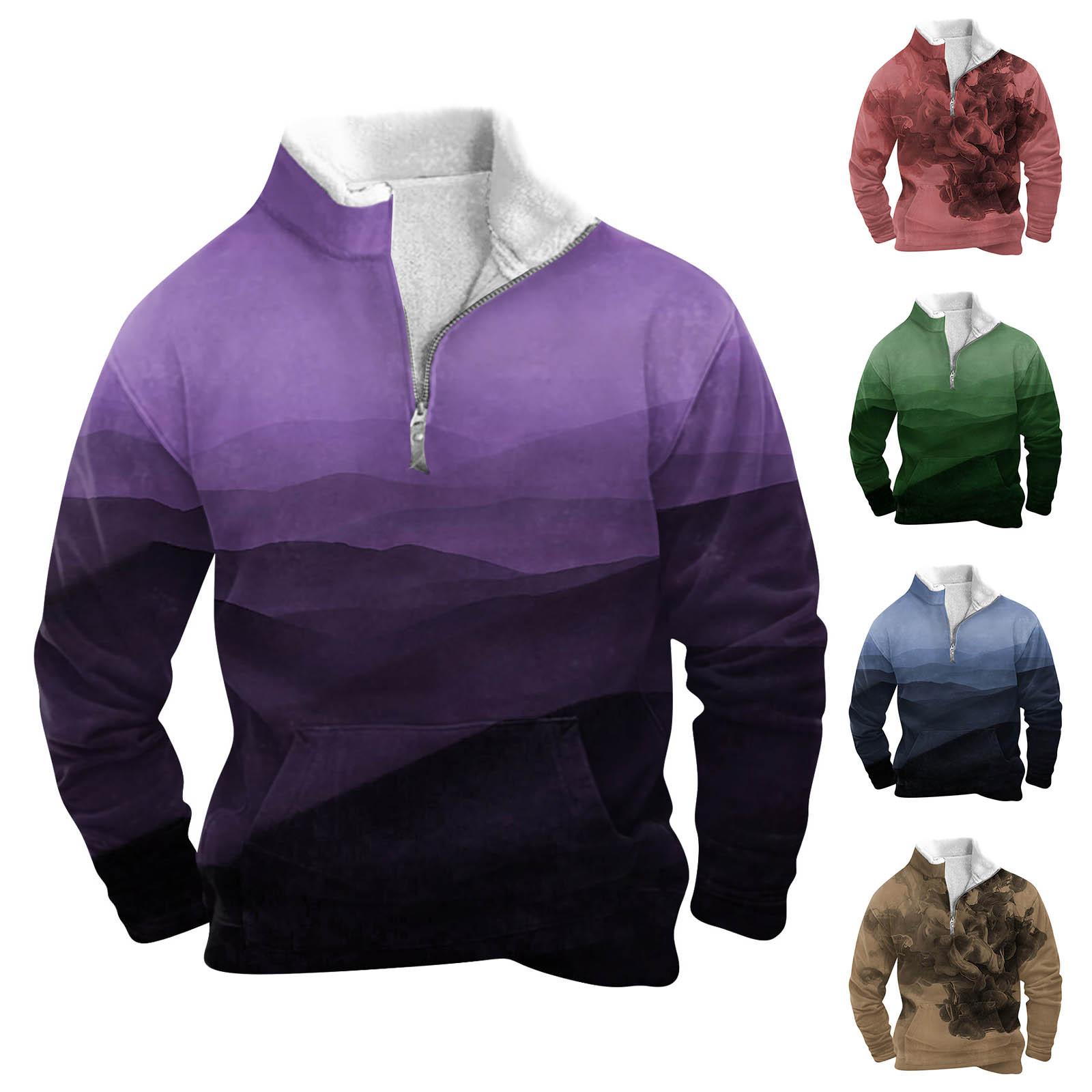 YiGeiWoLiGiaoGiao Lente en herfst herensweatshirt met staande kraag is outdoor casual truien tops XXXXL paars