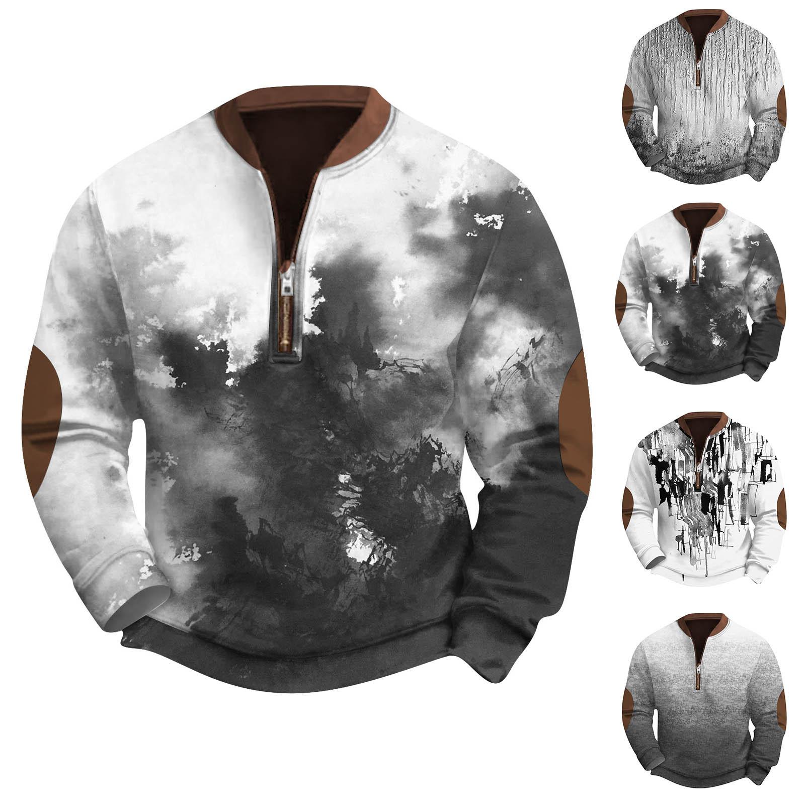 YiGeiWoLiGiaoGiao Heren Retro Casual Gradient Bedrukt Sweatshirt XXXXL zwart