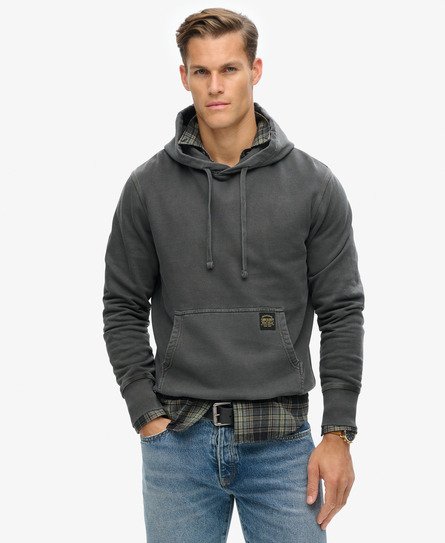 Superdry Mannen Relaxed Hoodie met Contrasterende Stiksels Zwart