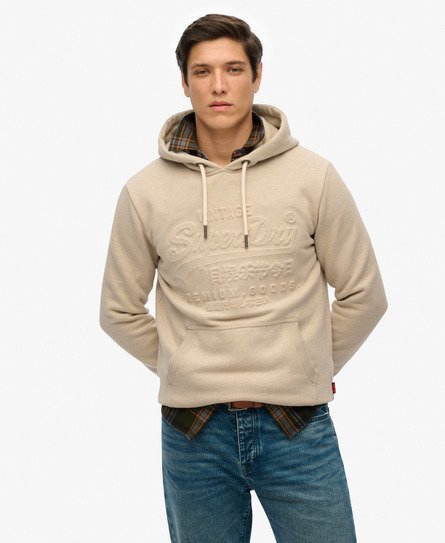 Superdry Mannen Hoodie met Reliëfopdruk Beige