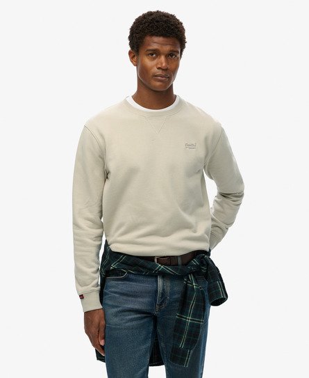 Superdry Mannen Essential Logo Sweatshirt met Ronde Hals Beige