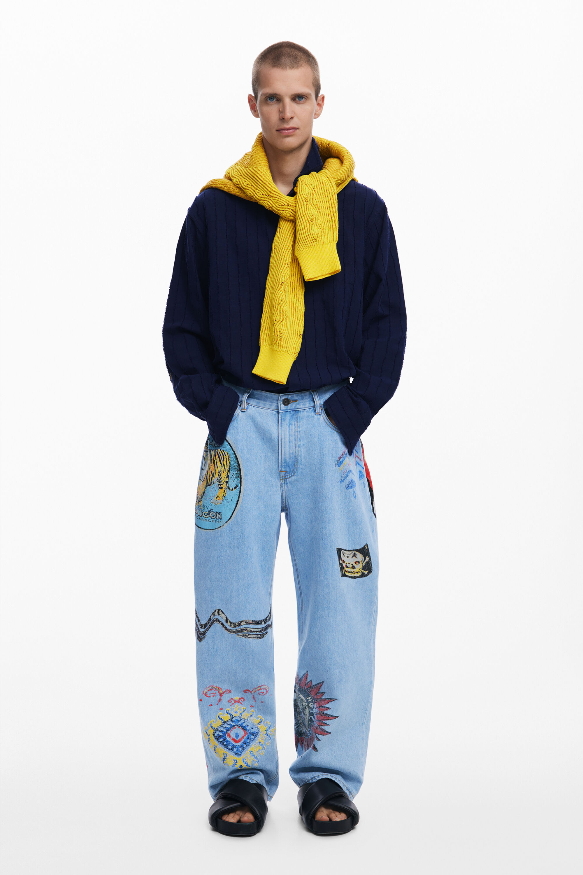 desigual Jeans met patches - BLUE