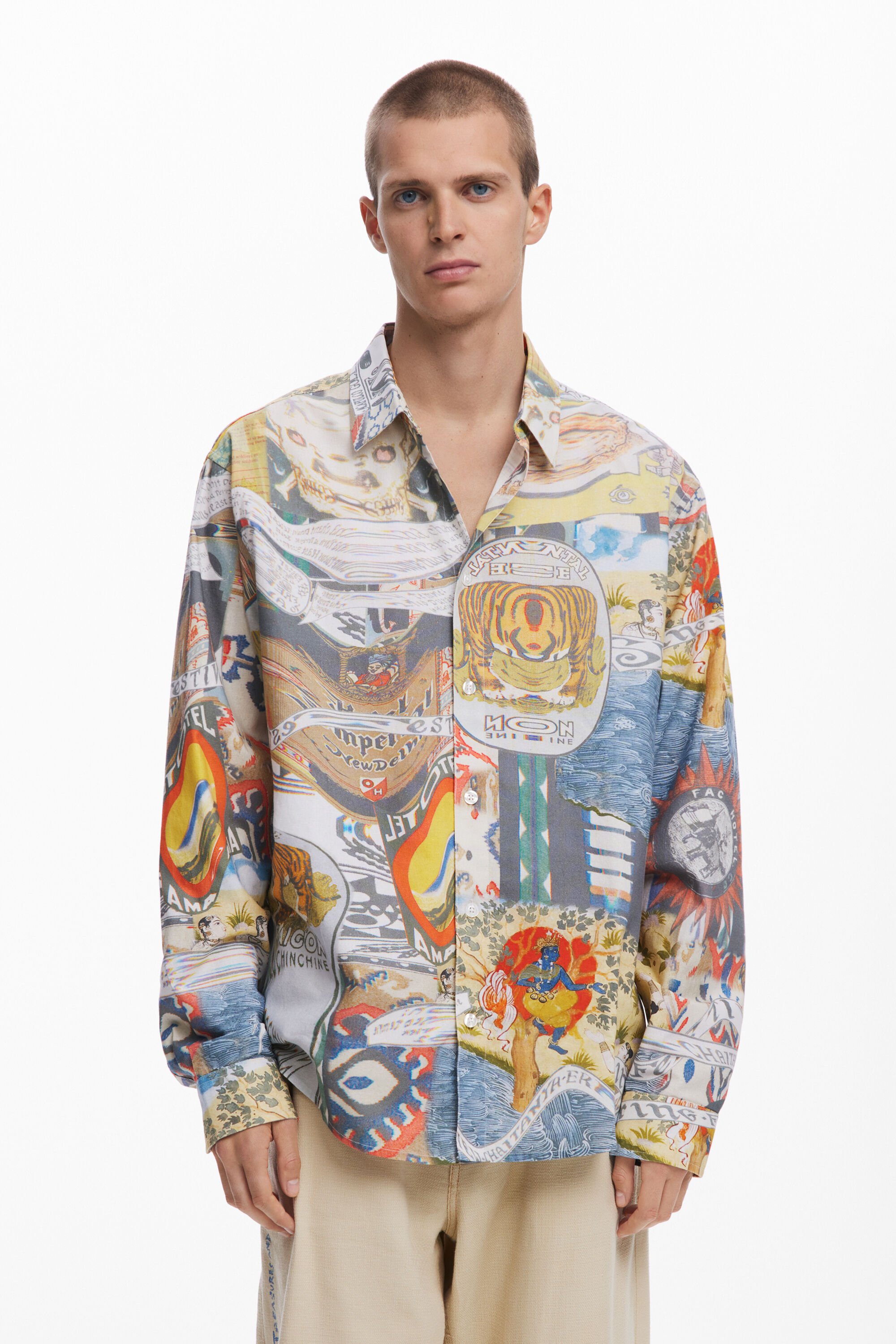 desigual Overhemd met etnische collageprint - MATERIAL FINISHES