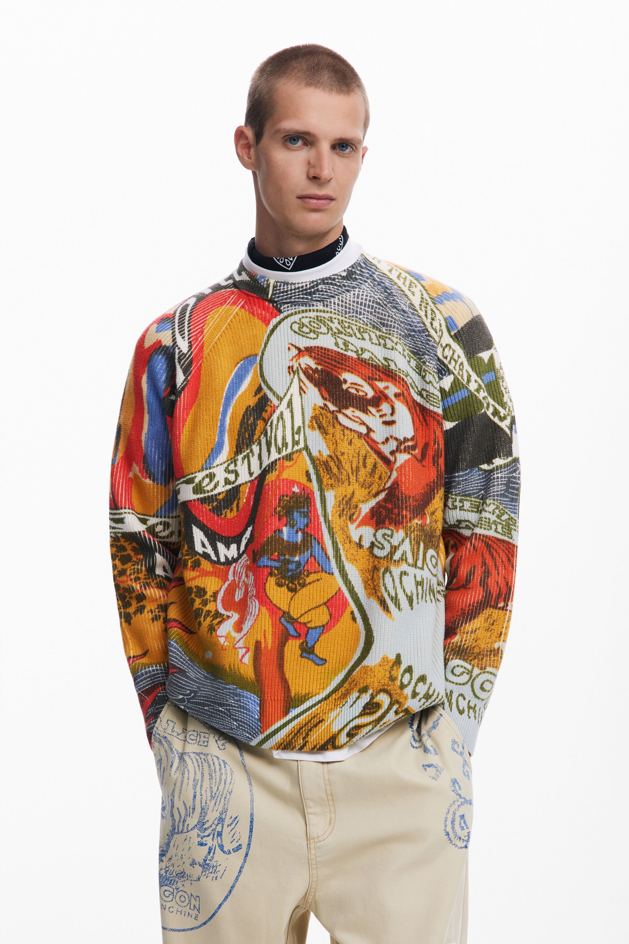 desigual Trui met etnische print - MATERIAL FINISHES