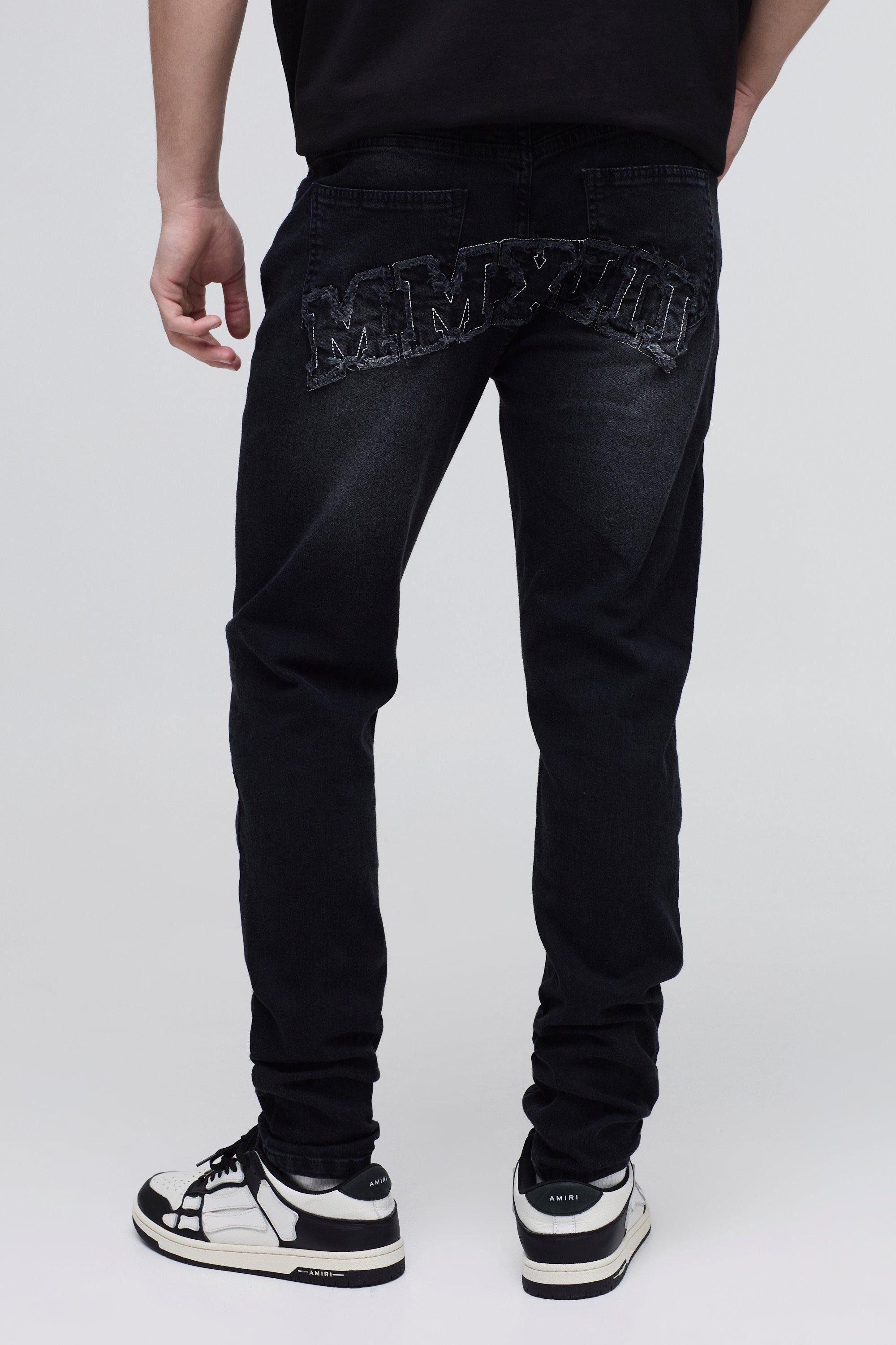 Boohoo Acid Wash Gebleekte Stretch Skinny Jeans, Black