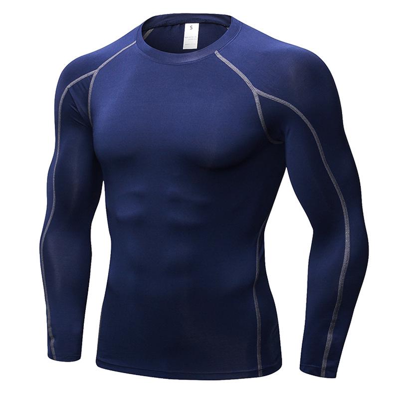 Samgo Mens Clothing Heren Running T-shirt met lange mouwen sneldrogend pak fitness sport strak t-shirt nieuwe Training jogging 1059 S zwart/grijs