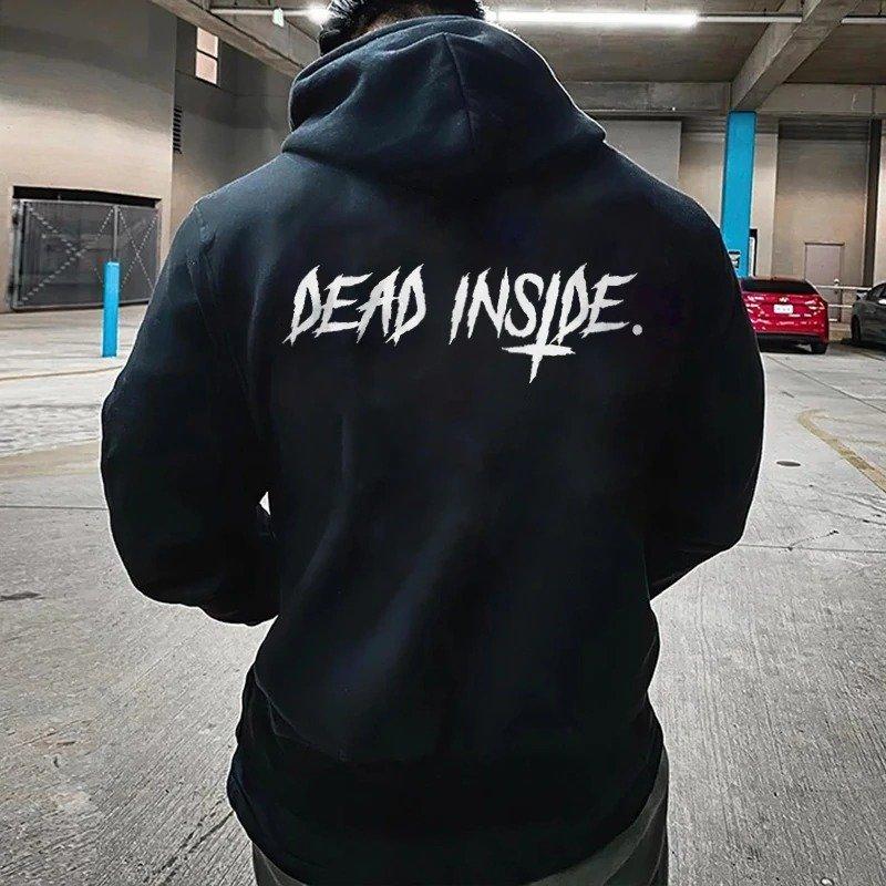 Love20000 dead inside Hoodie Omgekeerd kruis Dames Hoody Sweatshirts Pullovers unisex quote puur katoen Streetwear jumper casual hoodies S zwart