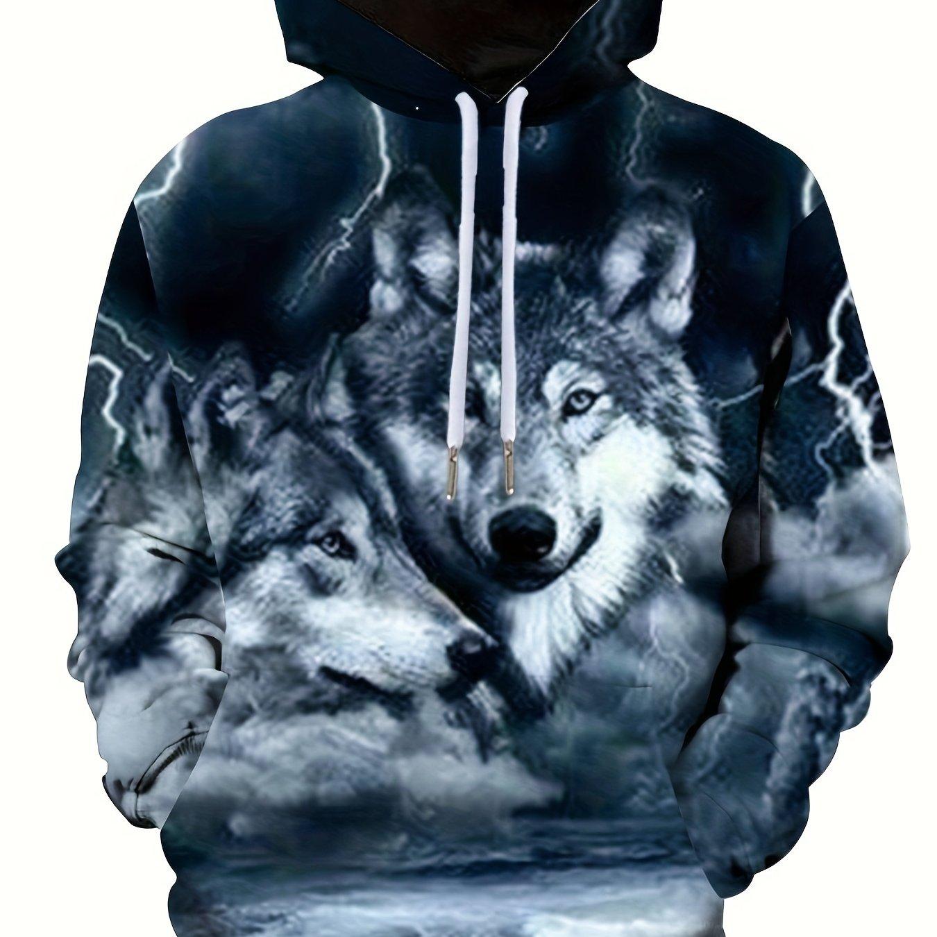 ETST 03 Plus Size Heren 3D Wolf Grafische Hoodie - Gezellige Sweatshirt voor Stijl het Hele Seizoen - Perfect voor Lente, Herfst en Winter S