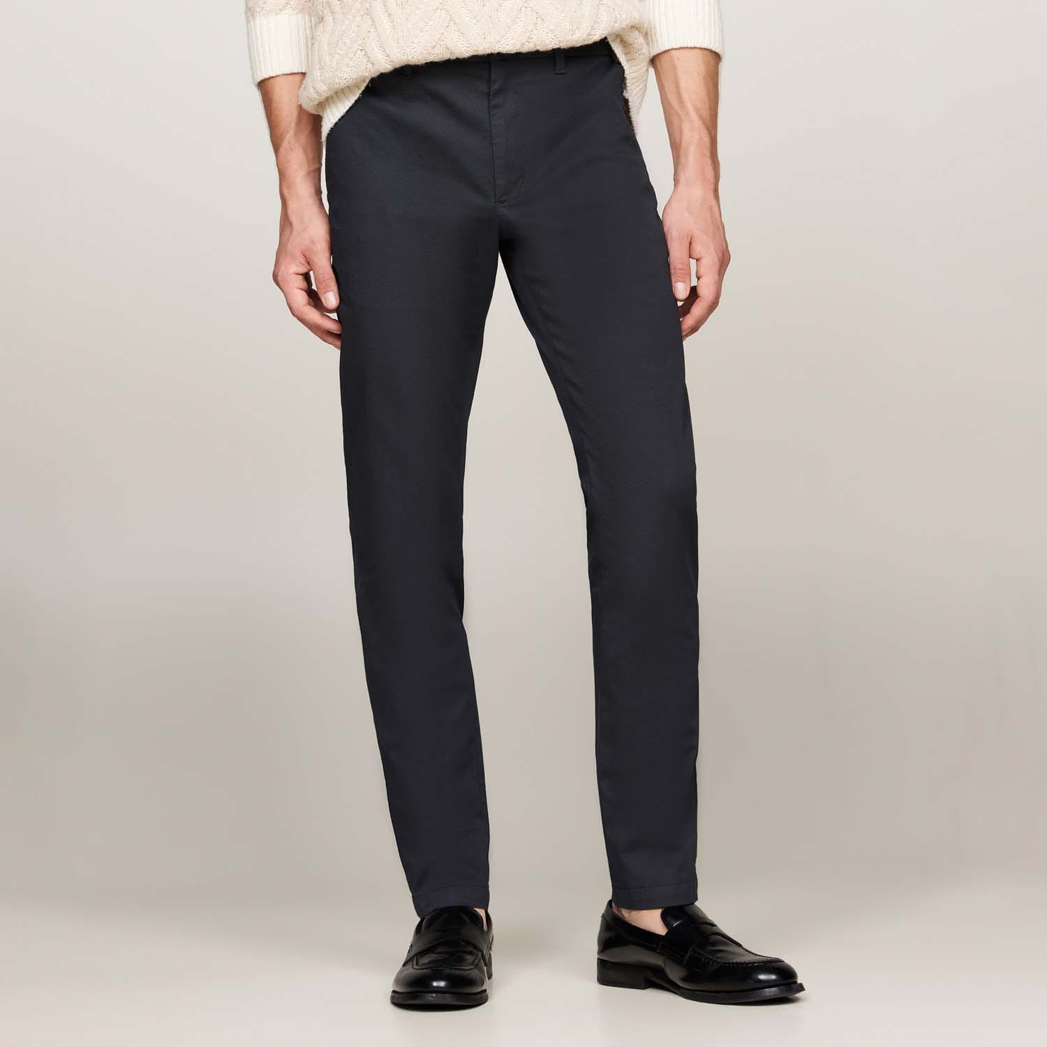 Heren Tommy Hilfiger Bleecker Stretch Katoen Bedrukte Slim-Fit Chinos in Navy