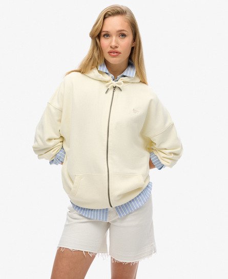 Superdry Vrouwen Studios Hoodie met Rits Wit