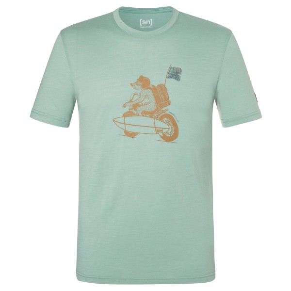 super.natural - Naked Bear Tee - Merinoshirt, groen/turkoois