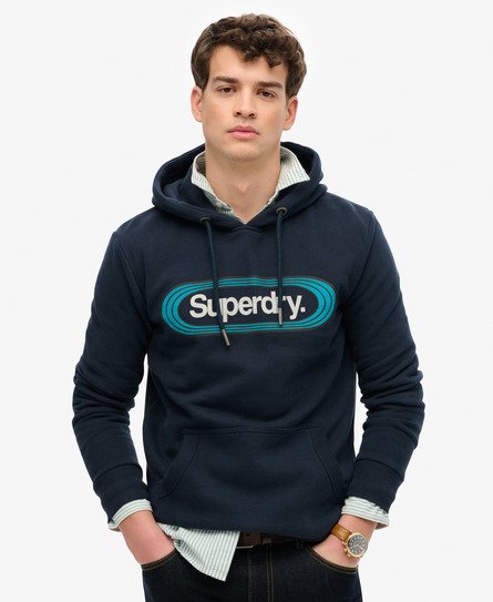 Superdry Mannen Vintage Trade Tab Hoodie Blauw