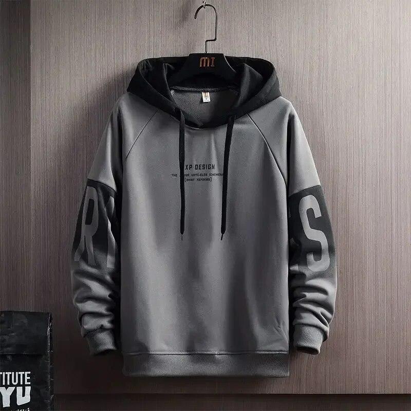 NB Fashion Heren Lente en Herfst Capuchon Trui Losse Letter Bedrukte Casual Pullover Sweatshirt M beige