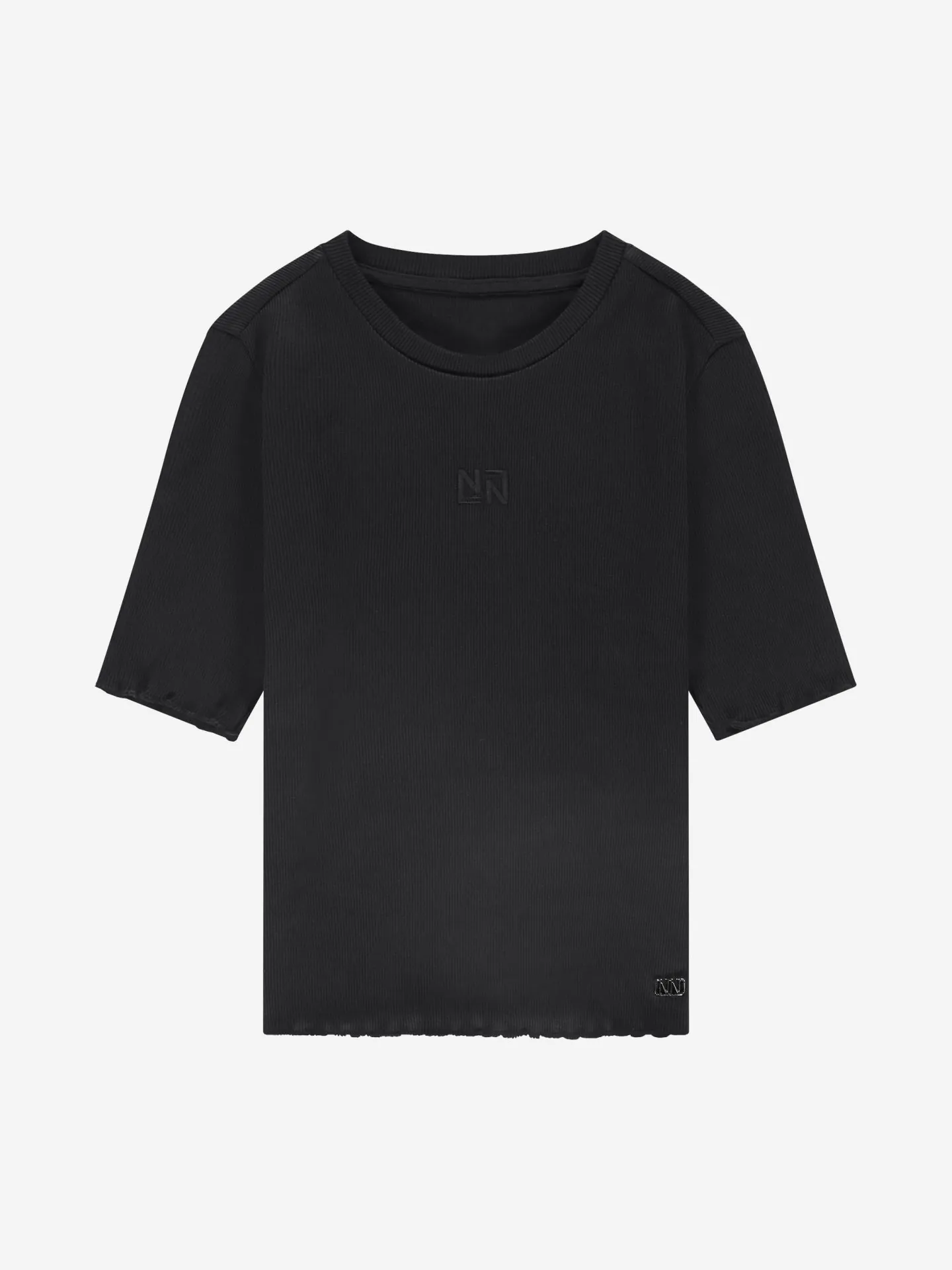 Nik&Nik zomer rib top meisjes - zwart - Sylvia