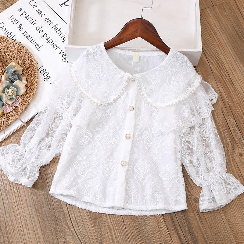 G.DUCK KIDS Nieuwe Teen Wahite Lace Meisjes Shirts Blouses Lente Schattige Baby Kinderen Tops Kinderkleding 2T