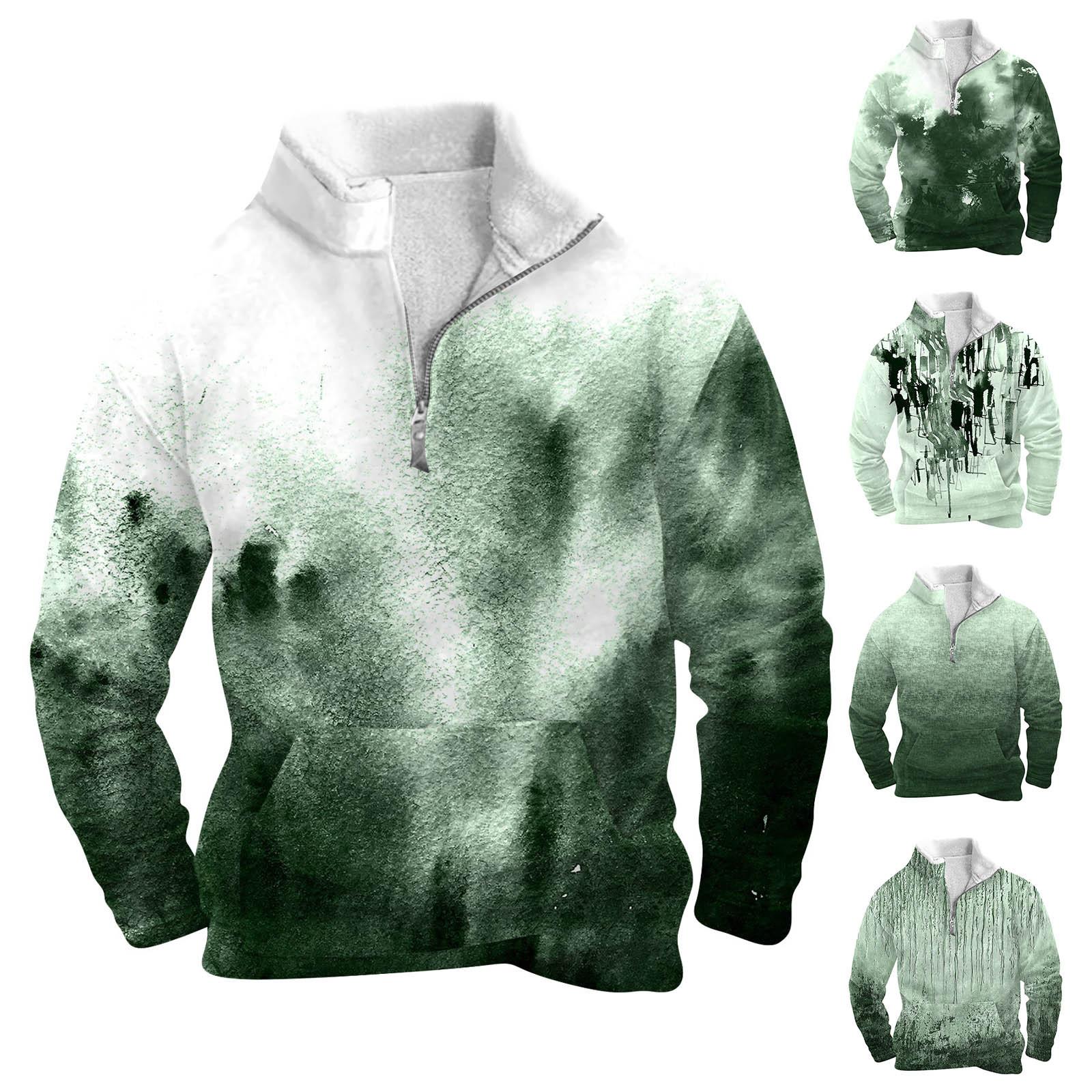 YiGeiWoLiGiaoGiao Lente en herfst herensweatshirt met staande kraag is outdoor casual truien tops M groen