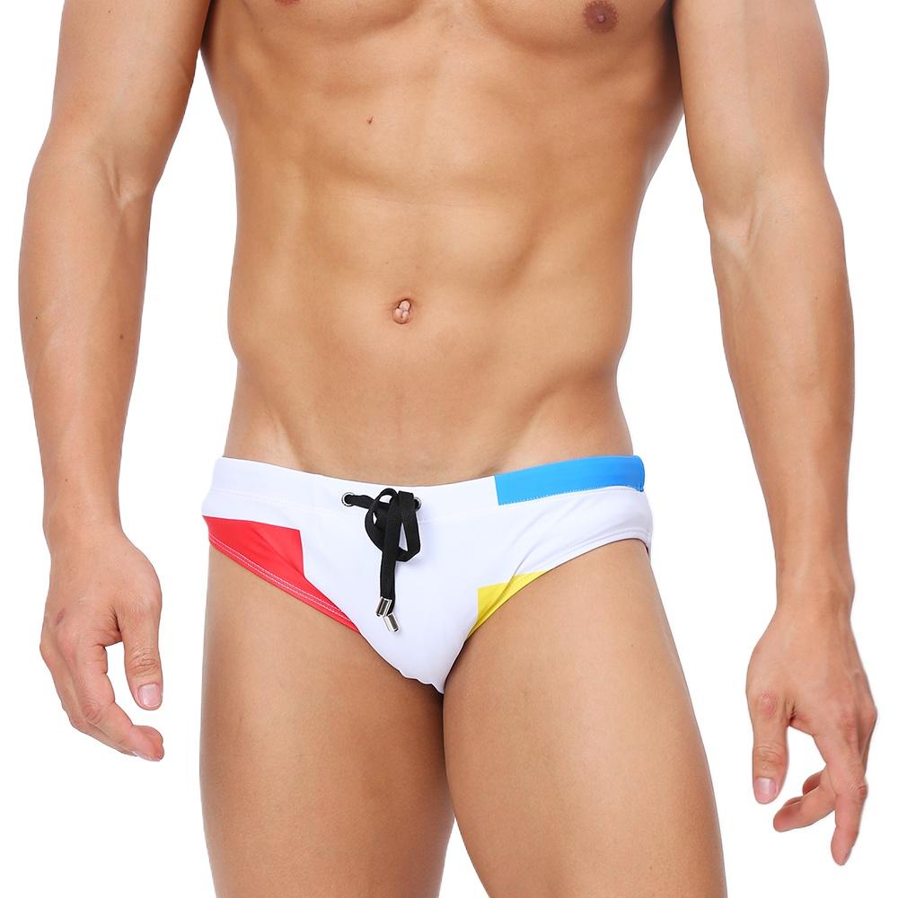 UXH Fashion Heren zwemslips Trunks Kleurblokkering Mode Print Strakke pasvorm Sexy badmode Strandkleding Zonnen Surfen GYM M zwart