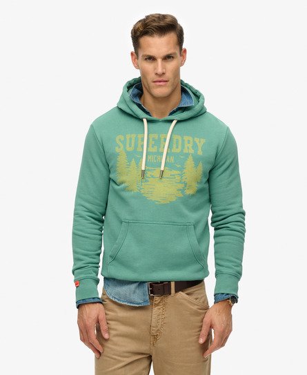 Superdry Mannen Lo-fi Outdoor Mono Relaxed Hoodie Groen